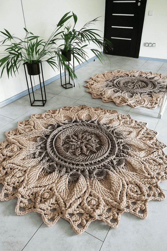 Tapete Mandala Grande de Crochê para Sala