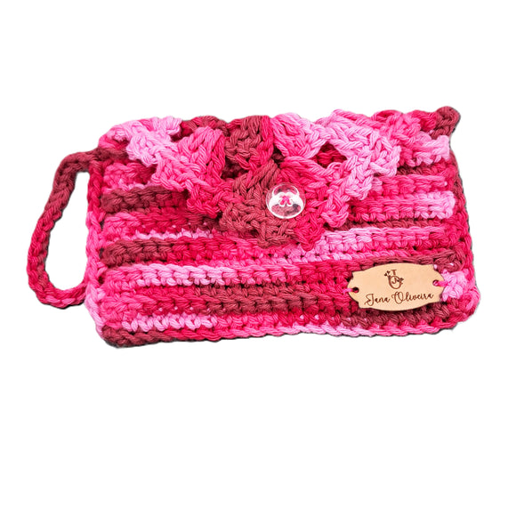 Bolsa Carteira Porta Cartões Porta Moedas em Crochê Colorida