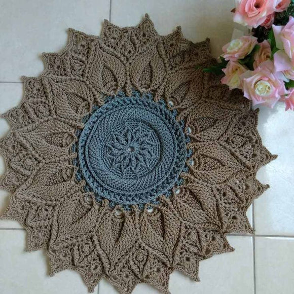 Tapete Mandala Colorido de Crochê Grande Sala