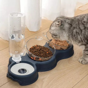 Tigela de Ração para Pets Dupla com Bebedouro